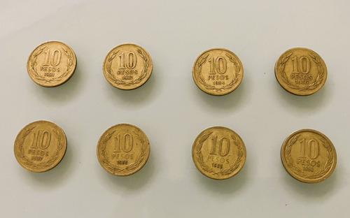 Monedas 10 Pesos Con Angel De La Libertad, 1981 A 1990