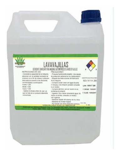 Detergente Lavavajillas Platos Limpia Y Sanitiza Bidón 5lt