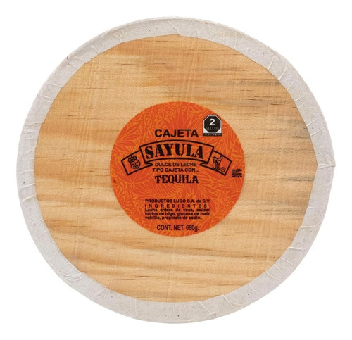 Cajeta Sayula Lugo Redonda De Madera Jumbo Con Tequila 610 G