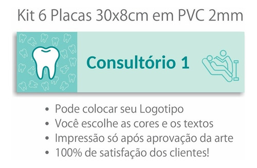 6 Placa Consultório Odontológico Dentista Personalizadas