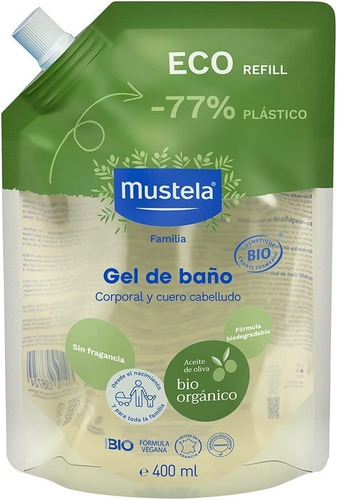 Mustela Bio Organico Gel De Baño Vegano 400ml Refill