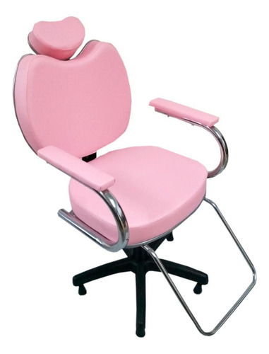 Cadeira Poltrona Para Salão Cabeleireiro Rosa Claro