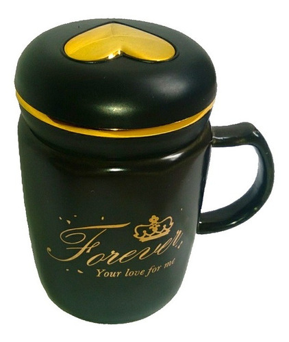 Mug Corazón Amor Pocillo Cerámica Tapa Vaso Kiss X 1 Und