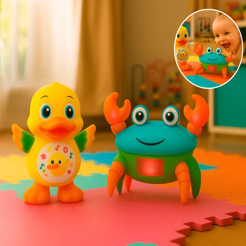 Kit Brinquedo Pato Dançante e Caranguejo Fujão Infantil com Músic...
