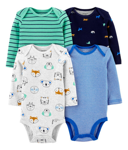 Pack X4 Bodies Carters Ml Aniimales Rayas Flaber