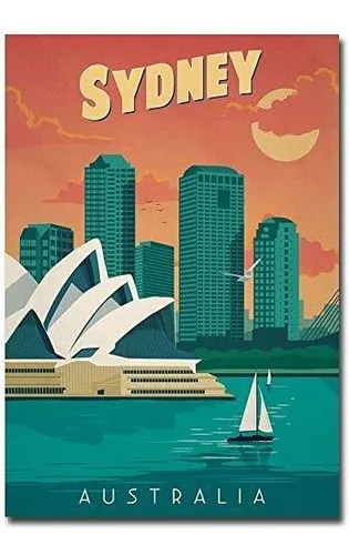 Sydney Australia Travel Vintage Art Imán Para Refrigerador,