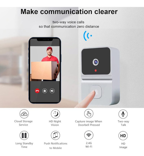 Campainha De Vídeo Inteligente Wifi Com Visão Noturna Com Ap