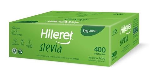 Edulcorante Hileret Stevia 400 Sobres X 2 Unidades