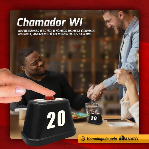 Chama Garçom Eletrônico Com 5 Campainhas De Mesa