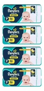 4 Pampers Babydry Hipoalergenico Pequeño X 56 Unidades