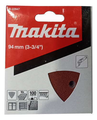 Lija 94mm Caja X 10 Delta Makita B-22947 Grano 100 Bordo Mkb