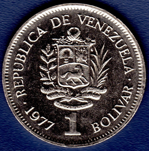 1 Bolívar Del Año 1977 Moneda De Venezuela Simón Bolívar 