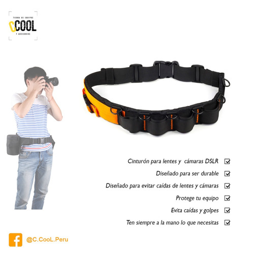 Cinturon Funda Lentes Dslr Reflex Acolchado Diseño Seguro