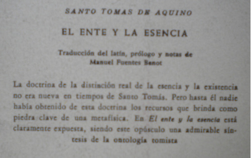 Aquino Santo Tomás De / El Ente Y La Esencia / Aguilar 1954