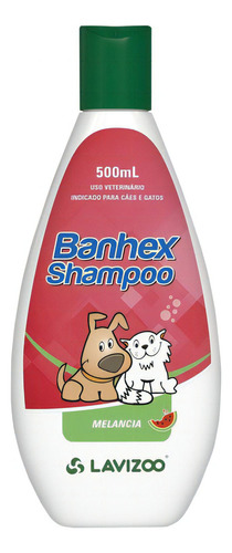 Shampoo Para Cachorro E Gato Banhex Melancia 500ml Lavizoo Tom De Pelagem Recomendado Qualquer Um