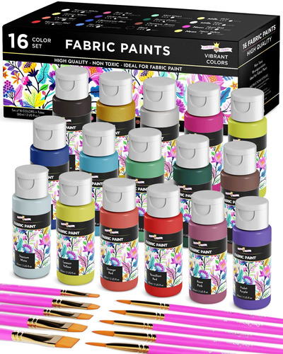 Pintura Permanente Para Ropa, 16 Colores, Pintura De Tela Pa