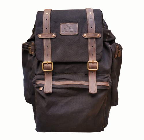 Imagen 1 de 5 de Mochila Lona Imper Algodon 25 L. Cuero Resistente San Roman