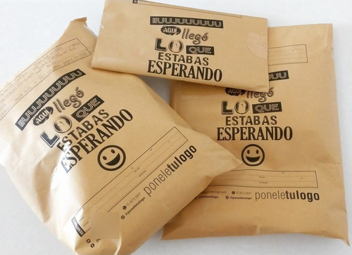 250 Bolsa Papel Sobres Ecommerce 16x23 Madera Poneletulogo!