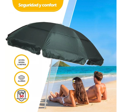Parasol De 3.3m Diámetro Para Jardín - Sombrilla Playa P70 Verde Lisa