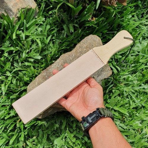 Imagem 4 de 7 de Kit De Afiação Facas Strop De Couro,pedra Afiar, Pasta Polir