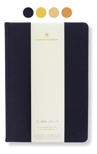 Cuaderno A Rayas Premium Personalizable Midnight Lino Azul