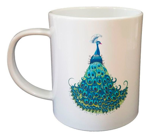 Taza De Plastico Pavo Real Azul Art