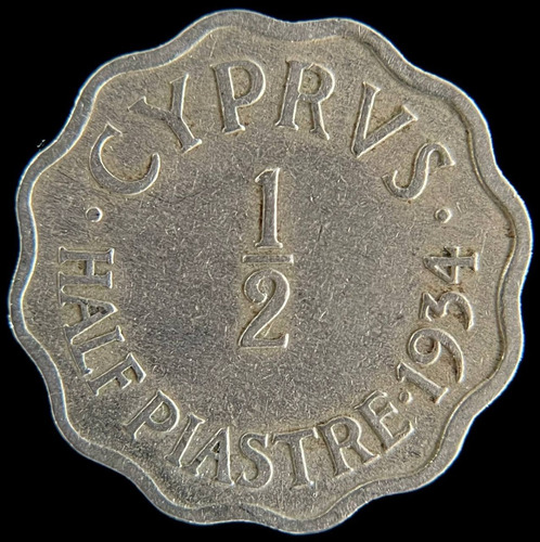 Chipre Britanico, 1/2 Piastre, 1934. Jorge V. Vf-