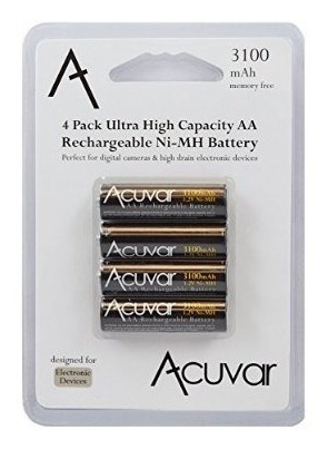 4 Acuvar Alta Capacidad Pilas Recargables Aa 3100mah Nimh