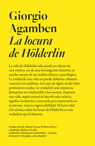 Libro La Locura De Holderlin - Agamben, Giorgio