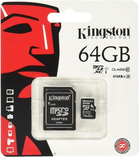 Tarjeta De Memoria Micro Sd Kingston 64 Gb Clase 10, 45 M/s