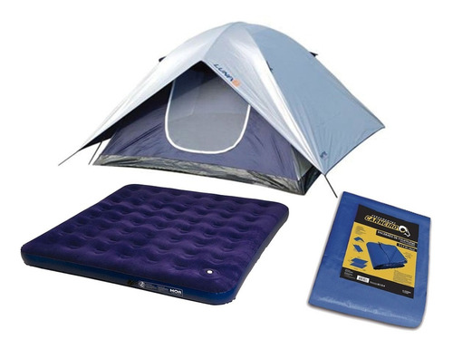 Kit Camping Barraca Luna 4 Pessoas + Lona 6x4 +colchão Casal