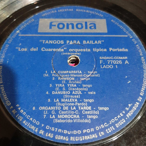 Sin Tapa Disco Los Del Cuarenta Tangos Para Bailar T0