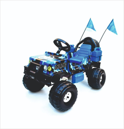 Jeep A Pedal Camuflado Azul Con Goma Auxilio Y Accesorios 