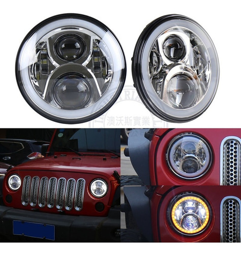 Faro Led Redondo Harley H4 Alta/baja Ojo De Angel Premiun