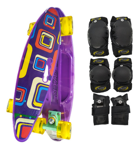 Patineta Tipo Penny Cruiser Mz1 Led / Protecciones