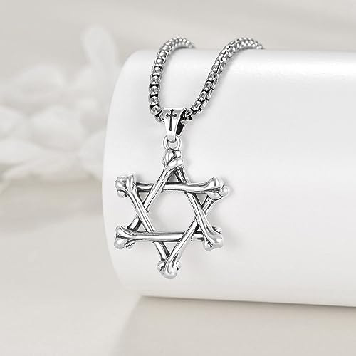 Kqf Collar De Estrella De David S925 De Plata De Ley Con Hex