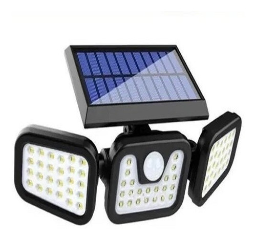 Foco Led Solar 3 Cabezas Giratorias Sensor Movimiento 450 Lm