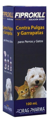 Fiprokill Spray Anti Pulgas Garrapatas 100 Ml Gatos Perro