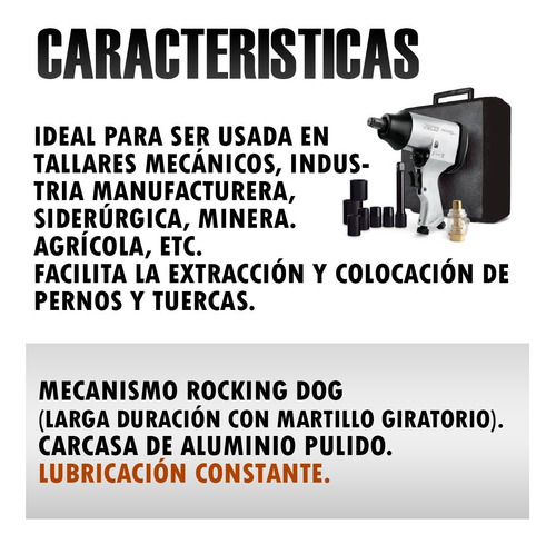 Imagen 2 de 7 de Kit Llave De Impacto Neumatica Semipro 1/2pul + Garantia