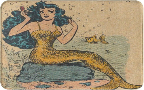Daopuda Bathroom Rug Bath Mat Vintage Mermaid Art Non-slip F