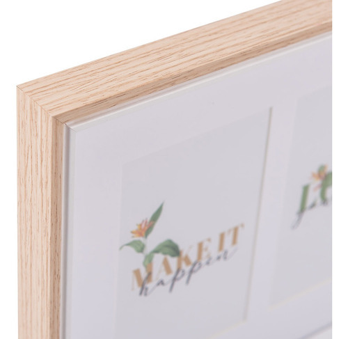 Imagen 4 de 4 de Portaretrato Marco Para 3 Fotos 22cmx38cm Madera Nordico