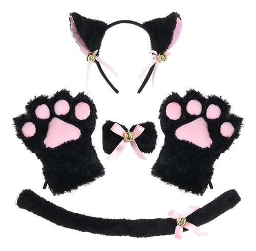 Disfraz De Gato Cosplay Furry Plush Tail Props Headwear