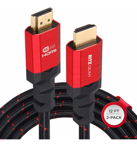 Cable Hdmi 4k De 12 Pies Paquete De 2 Cable De Nailon T...