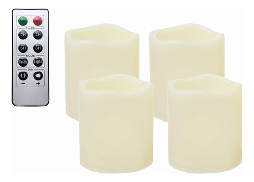 Juego De 4 Velas Led Sin Llama Impermeables Para Exteriores,