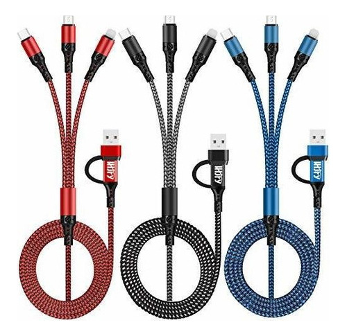 Cable De Carga Múltiple 6 En 1, Lhjry [paquete De 3, 4 Pies