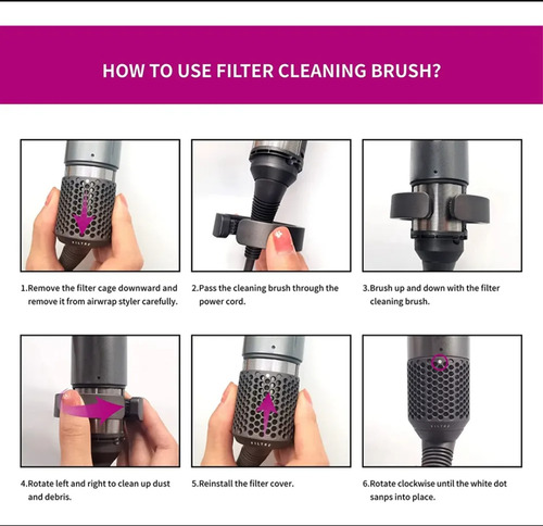 (2 Piezas) Cepillo De Limpieza Para Dyson Airwrap Negro