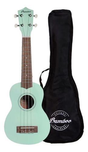 Ukelele Verde Agua Soprano Bamboo Con Funda Bu-21ln-lgn