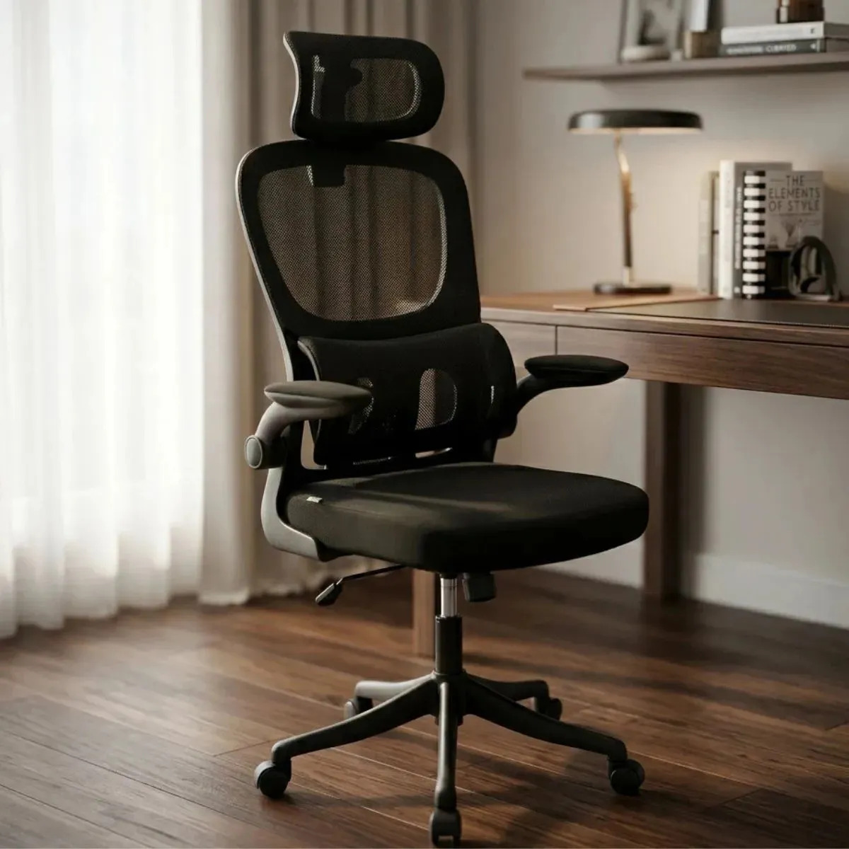 Cadeira Escritório Ergonômica Genebra Bluecont Cor Preto Com Suporte Lombar Estofado Mesh
