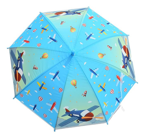 Paraguas Infantil De 6 Pcs Goma Eva Mango Largo Con Silbato Color Azul Claro