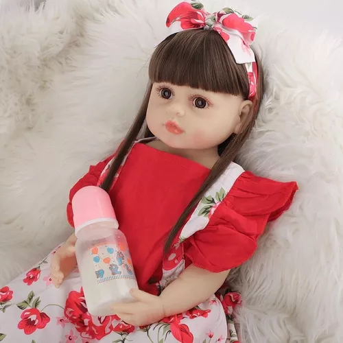 Boneca Bebê Reborn Silicone Menina Rosa - Saia De Gaze 100% Silicone  Original 55cm : : Brinquedos e Jogos